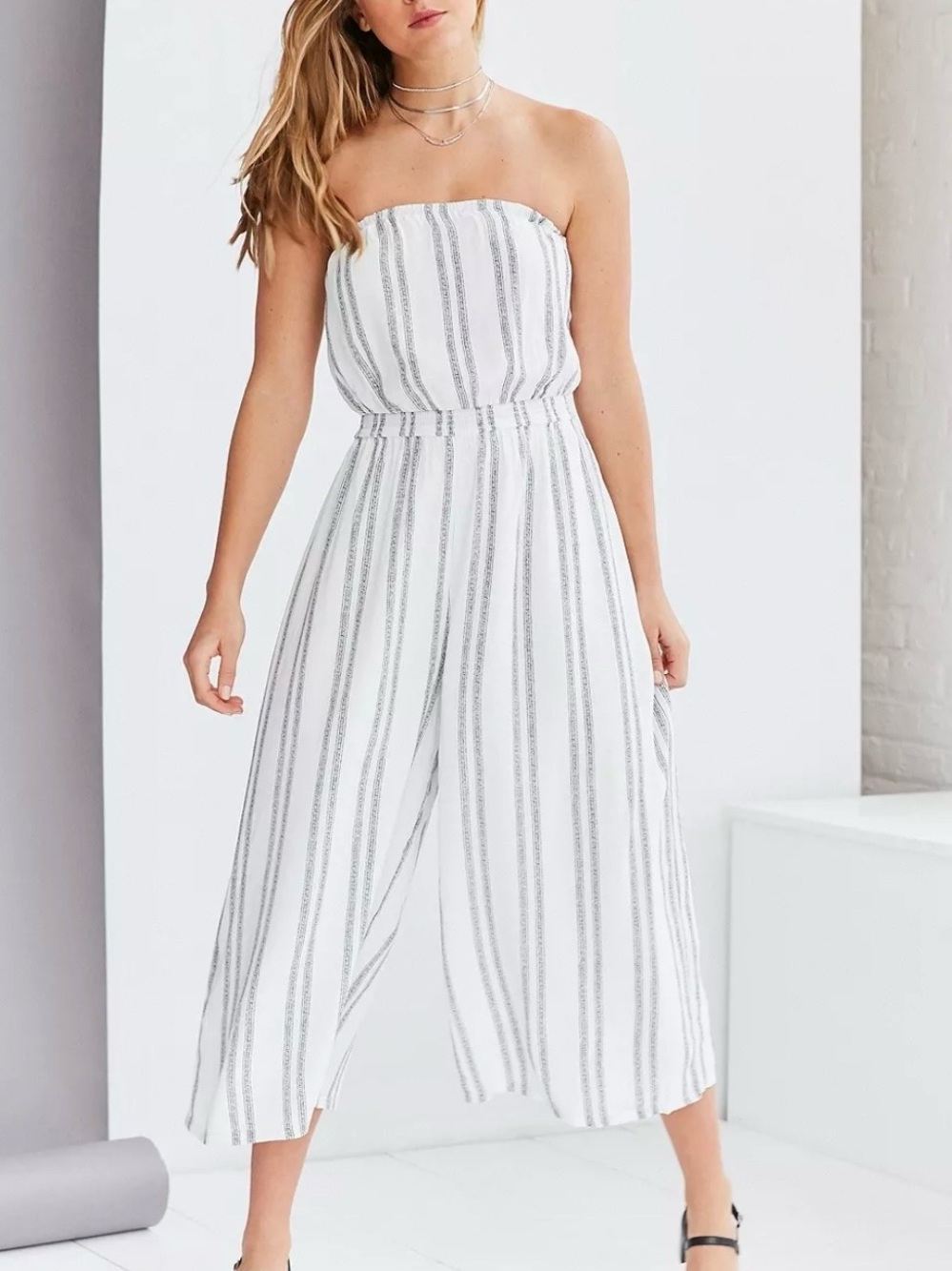 Silence + Noise Jackson Strapless Culotte Jumpsuit